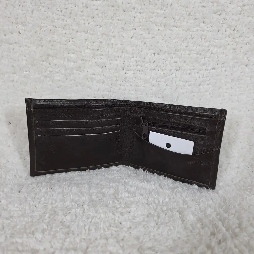 Men's Genuine Leather Bi-Fold Wallet Chocolate Brown Design Made in Mexico